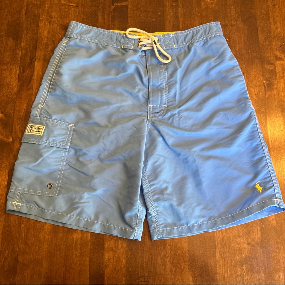 Polo Ralph Lauren Swim Trunks Mens Size Small Blue Cargo Pocket Board Shorts